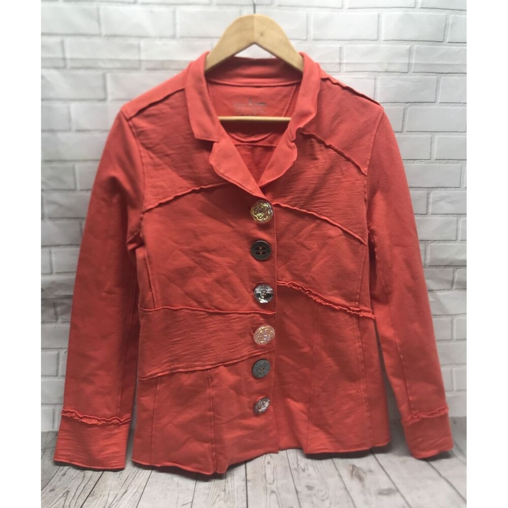 Neon Buddha Women's Shacket Size Medium Long Sleeve Statement Buttons Orange - Picture 1 of 14